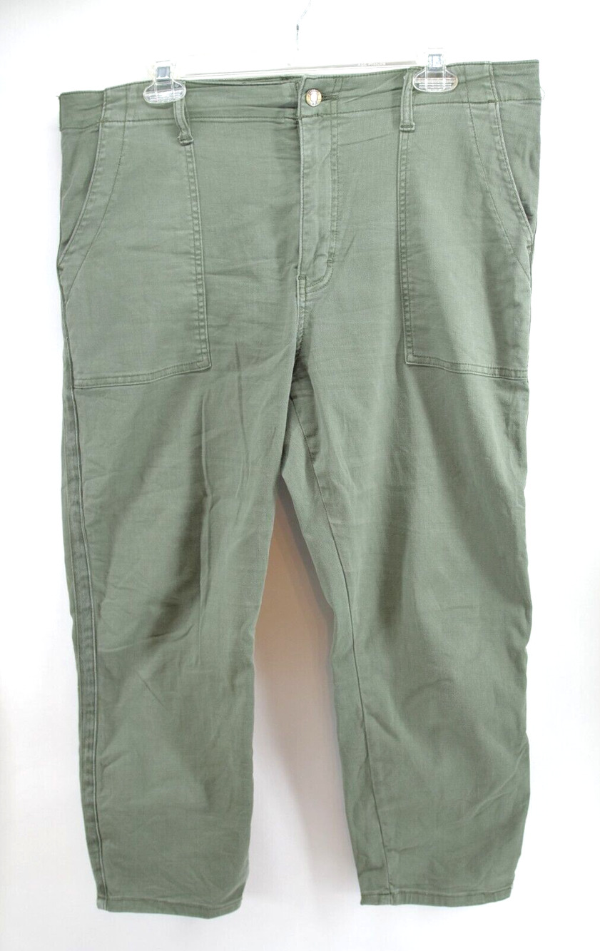 PISTOLA Revolve Army Green Crop Length Utility Pant Women's Size 32 Flap Pocket